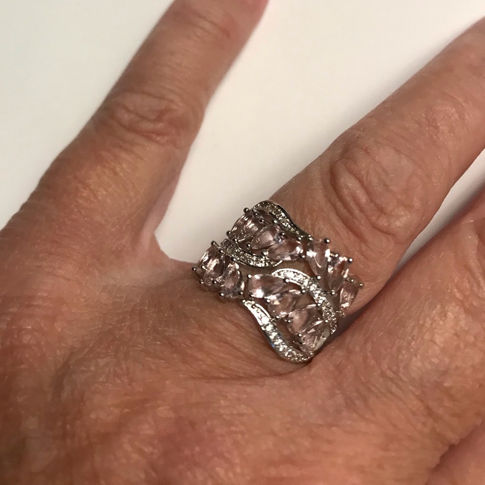 Kunzite Stamped 925 Sterling Silver Ring